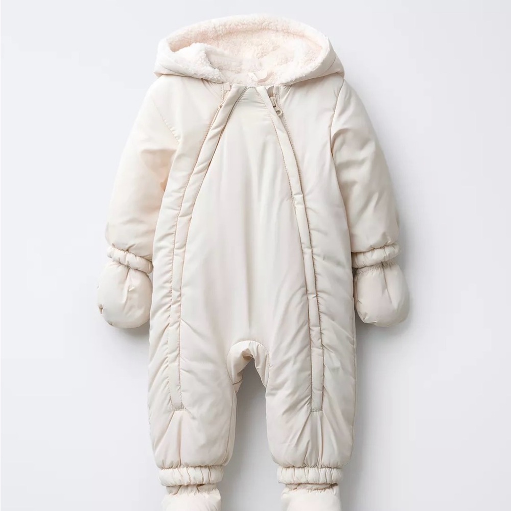 Zara baby NYLON ROMPER WITH DETACHABLE MITTENS AND BOOTIES